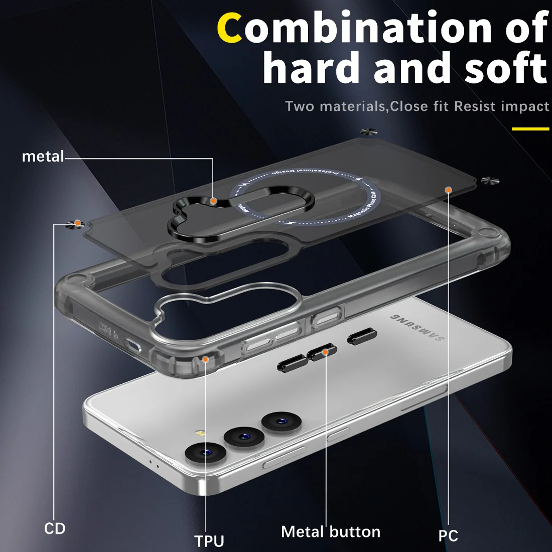 Metal Button Shockproof Magsafe Case - Samsung - Image 13