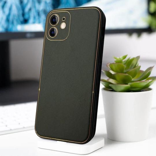 iPhone 11 Series Leather Textured Gold Plated Case - Image 11