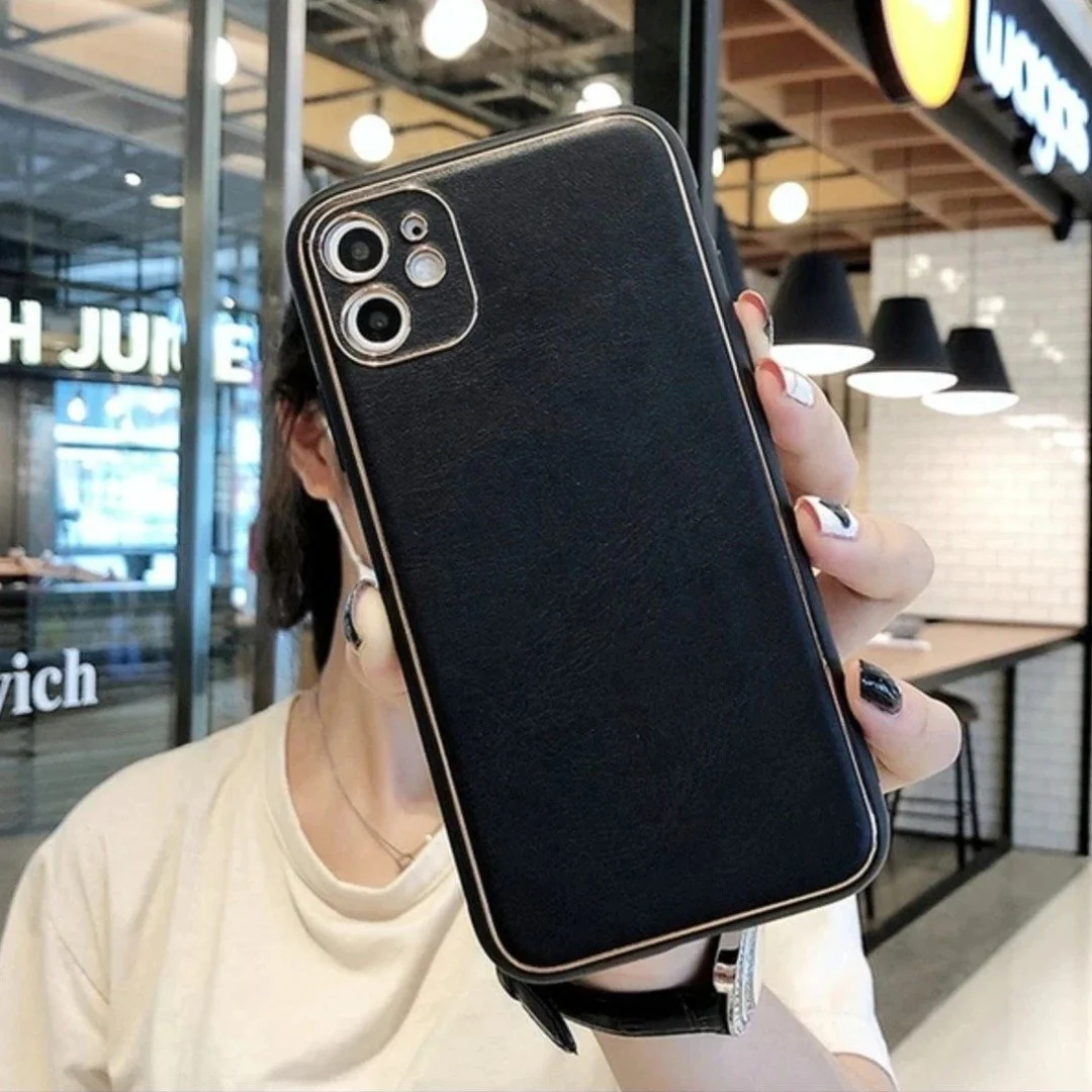 iPhone 11 Series Leather Textured Gold Plated Case - Image 8