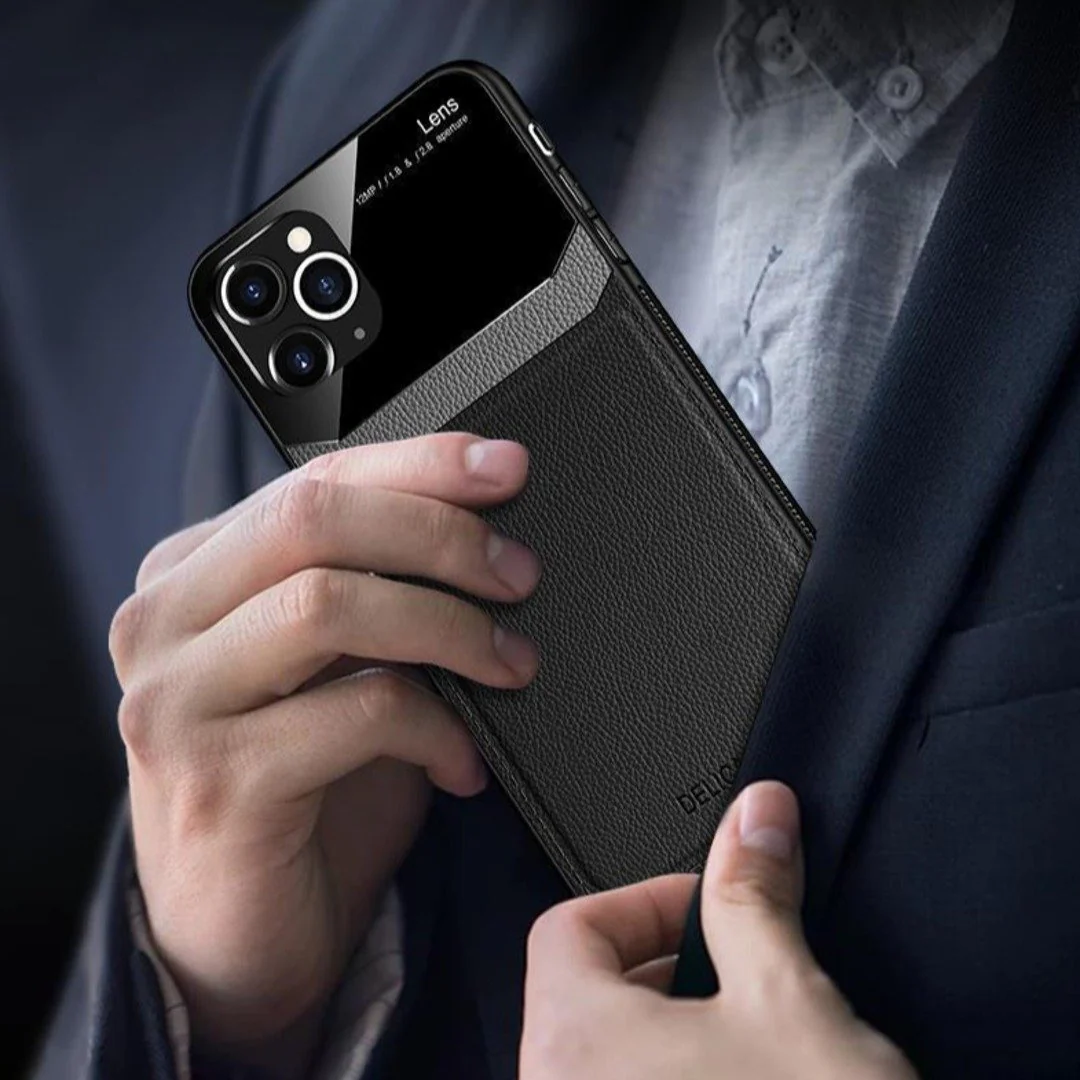 iPhone 11 Pro Max Sleek Slim Leather Glass Case - Image 2