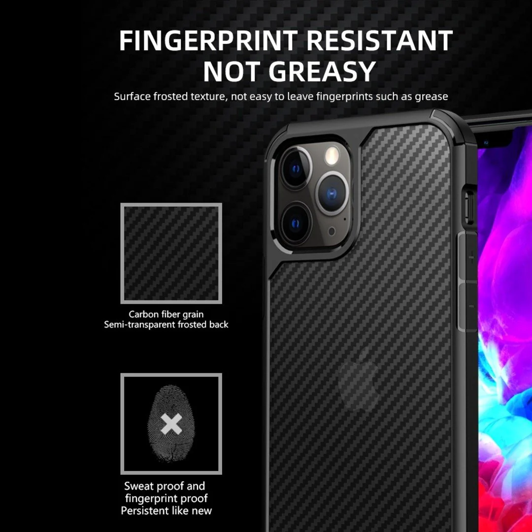 iPhone 12 Mini Opaque Matte Carbon Fiber TPU Armor Case - Image 4