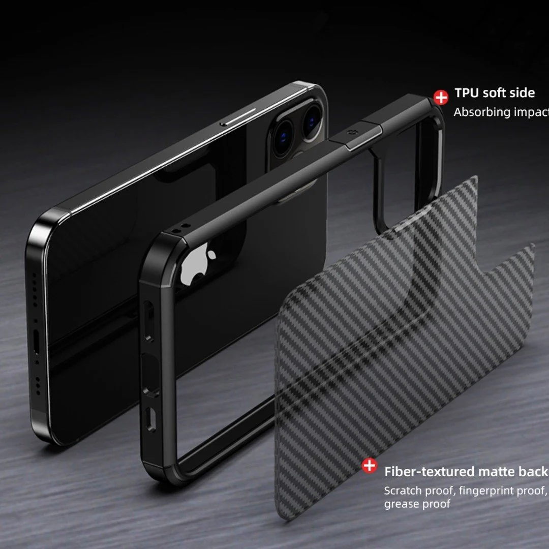 iPhone 12 Mini Opaque Matte Carbon Fiber TPU Armor Case - Image 6