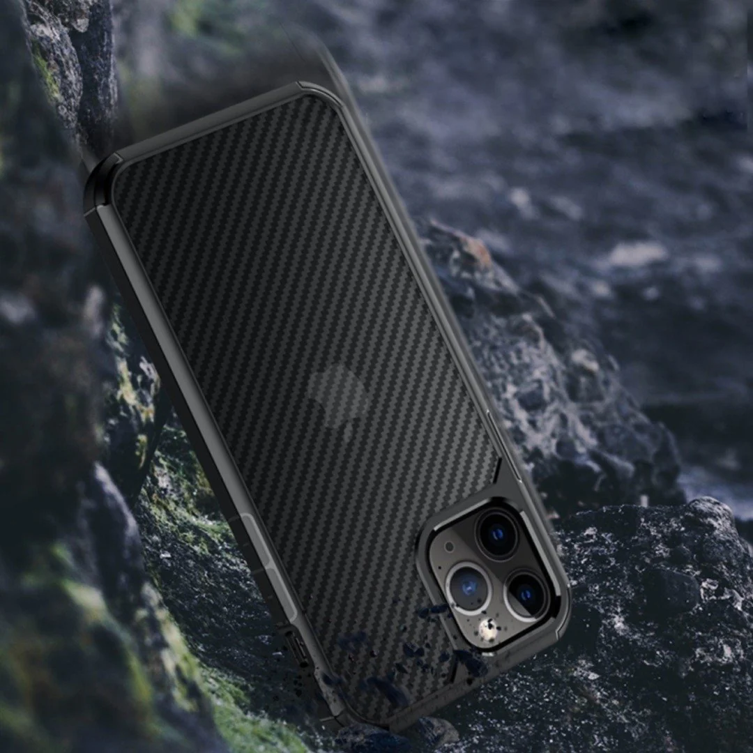 iPhone 12 Opaque Matte Carbon Fiber TPU Armor Case - Image 9