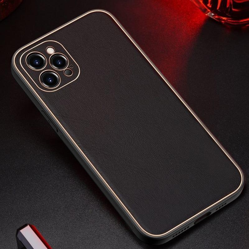 iPhone 12 Pro Max Leather Textured Gold Plated Case - Image 5