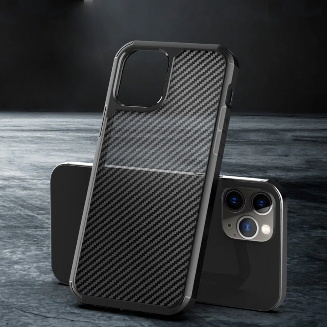 iPhone 12 Pro Opaque Matte Carbon Fiber TPU Armor Case - Image 2