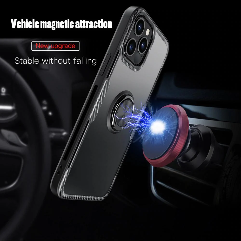 iPhone 12 Pro Shockproof Transparent Metallic Ring Holder Case - Image 4