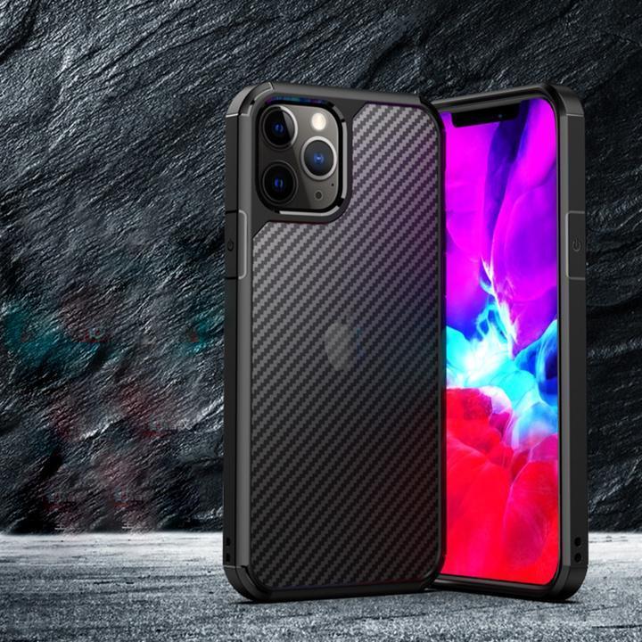 iPhone 12 Series Opaque Matte Carbon Fiber TPU Armor Case - Image 3