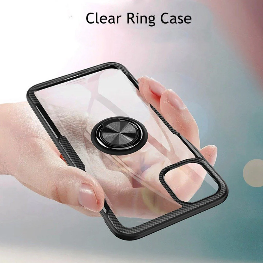 iPhone 12 Shockproof Transparent Metallic Ring Holder Case - Image 8