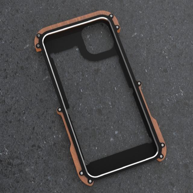 iPhone 13 Pro R-Just Aluminium & Natural Wood Anti-shock Bumper Case - Image 6