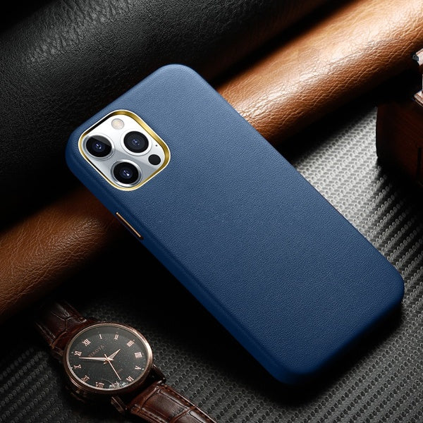 iPhone 13 Series -  Leather Textured Plated Case - Image 4