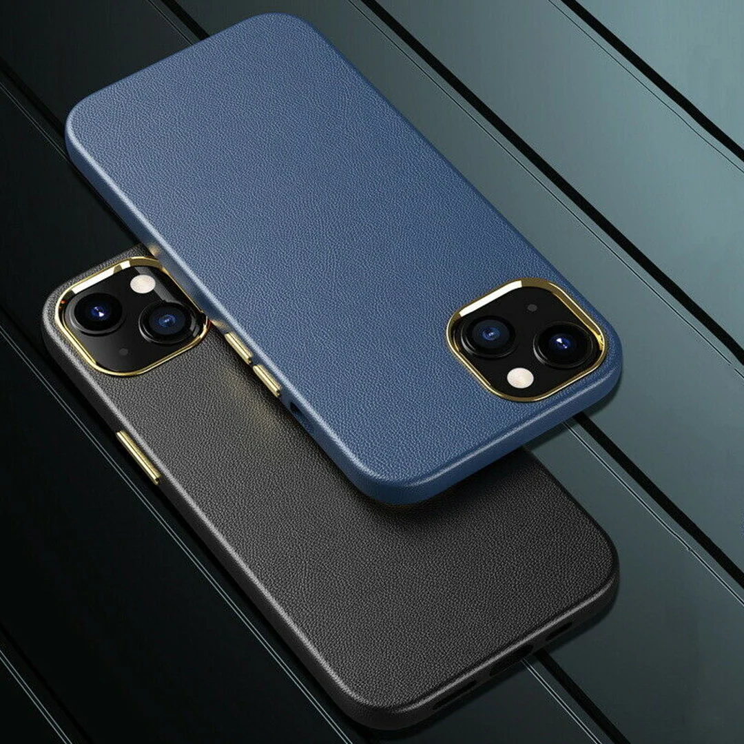iPhone 13 Series -  Leather Textured Plated Case - Image 5