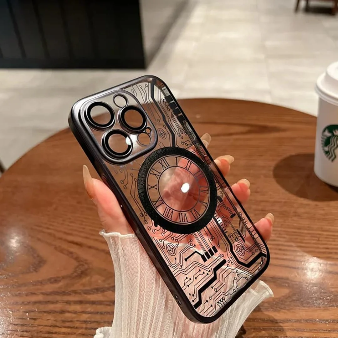 iPhone 14 Electroplated Clock Pattern Case - Image 12