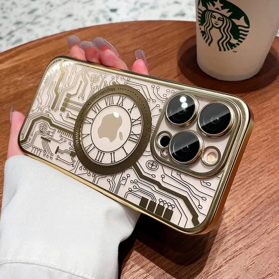 iPhone 14 Electroplated Clock Pattern Case - Image 8