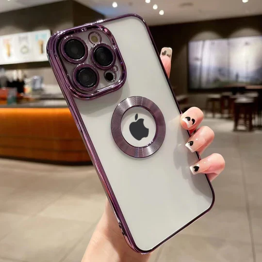 iPhone 14 Pro Clear Plating Logo Cut Soft Case - Image 3