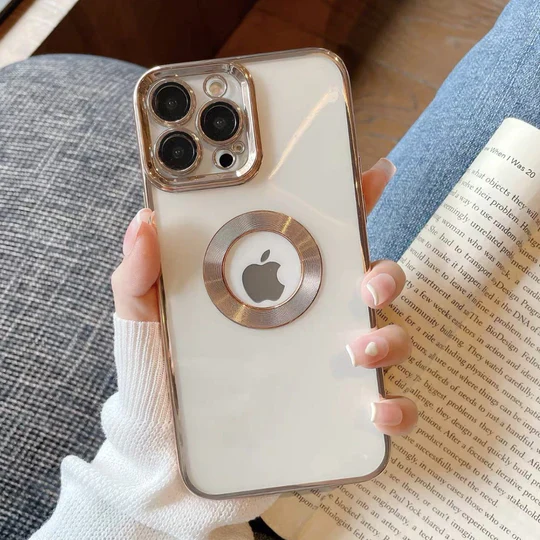 iPhone 14 Pro Max Clear Plating Logo Cut Soft Case - Image 3