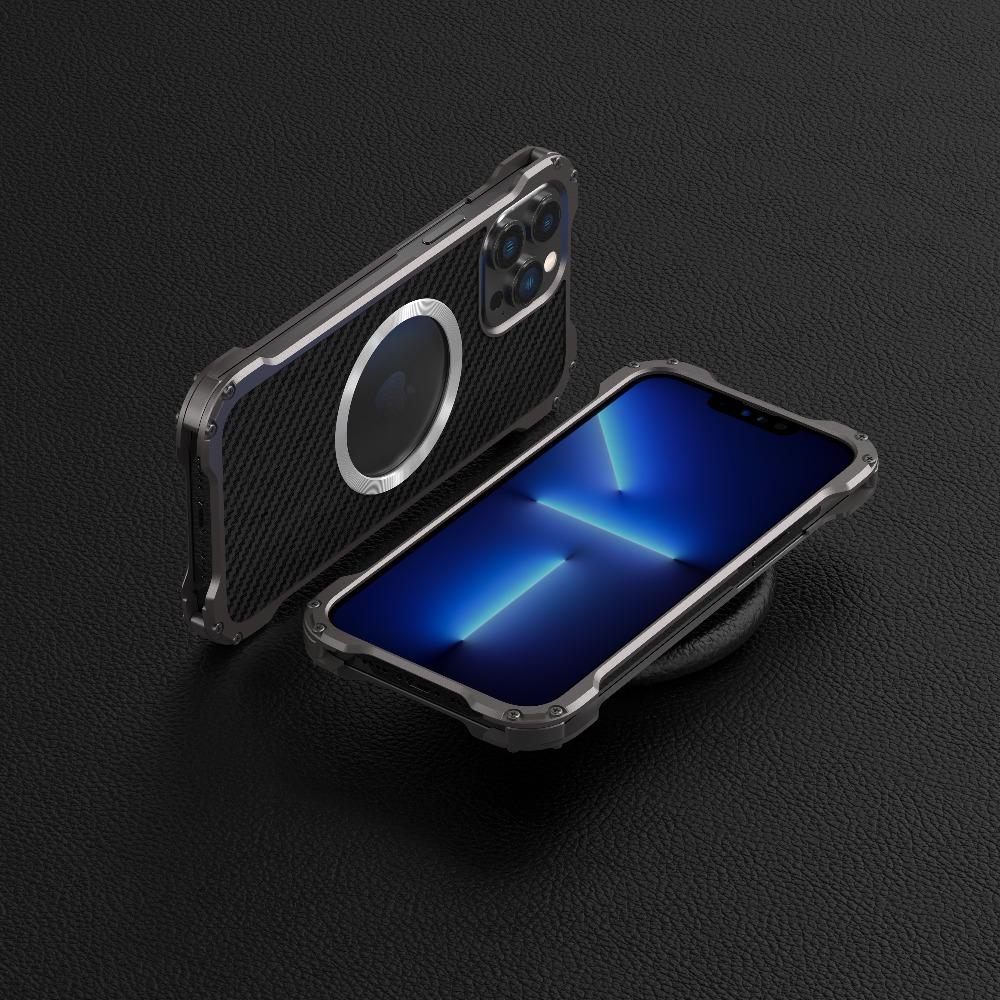 iPhone 14 Series R-Just Aluminium Carbon Fiber Case - Image 3