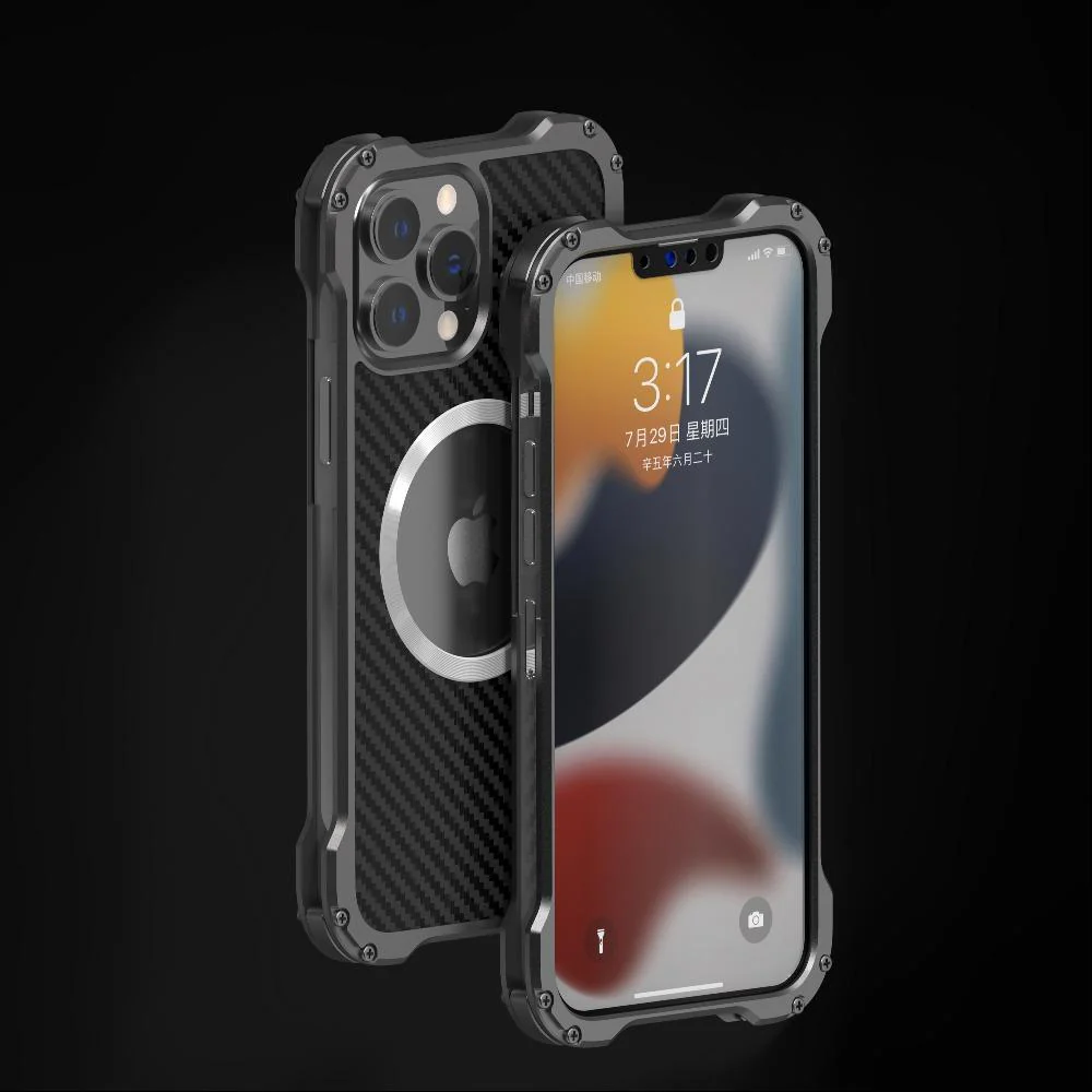 iPhone 14 Series R-Just Aluminium Carbon Fiber Case - Image 5