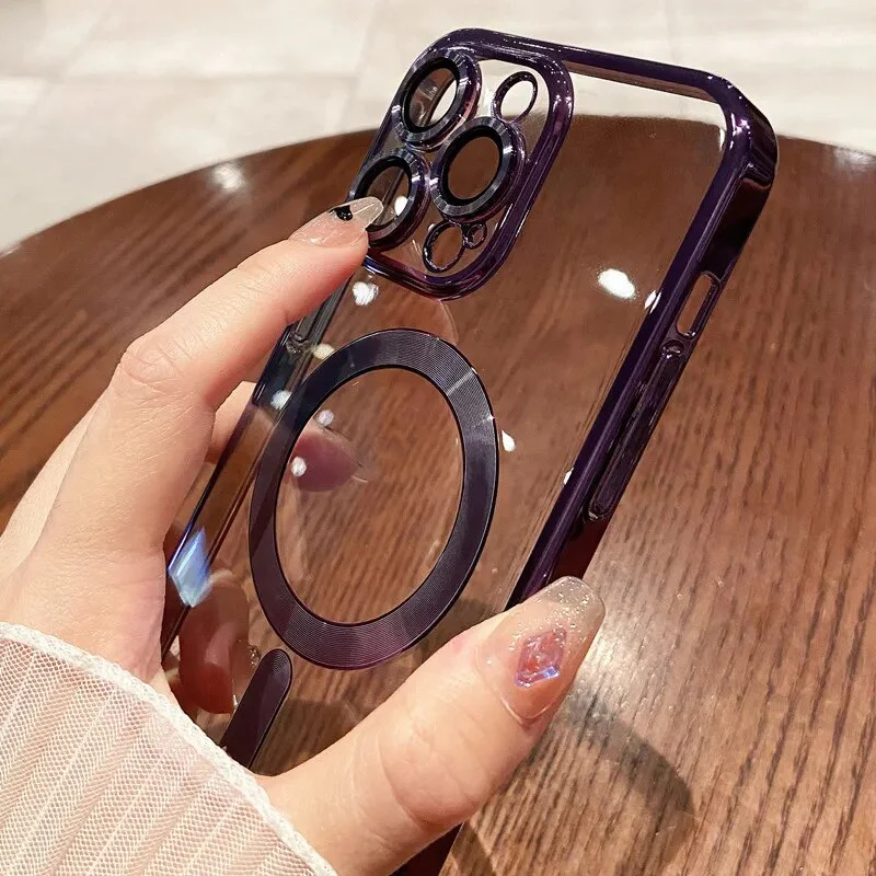 iPhone 15 Series Luxury Magsafe Plating Camera Protection Case - Image 4