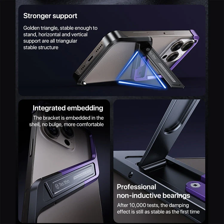 iPhone 16 Series S-Shaped Stand Frameless Metal Phone Case - Image 10