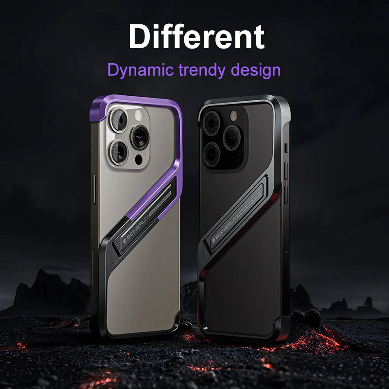 iPhone 16 Series S-Shaped Stand Frameless Metal Phone Case - Image 5