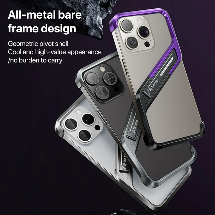 iPhone 16 Series S-Shaped Stand Frameless Metal Phone Case - Image 6