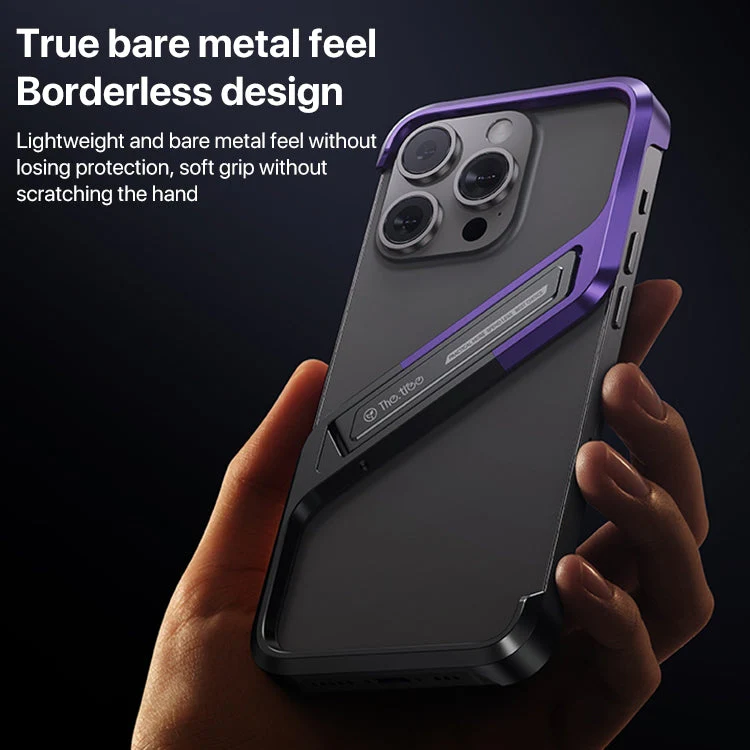 iPhone 16 Series S-Shaped Stand Frameless Metal Phone Case - Image 7