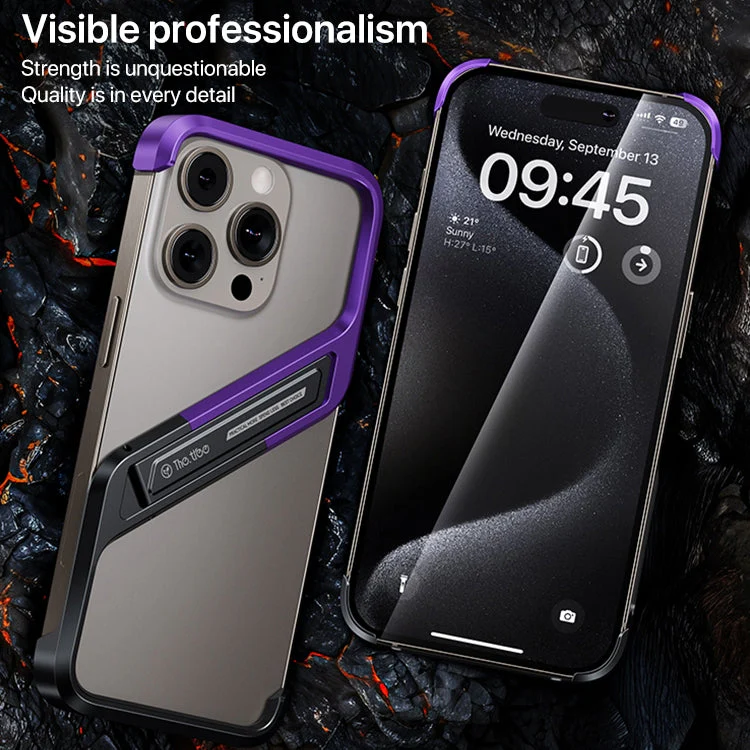 iPhone 16 Series S-Shaped Stand Frameless Metal Phone Case - Image 8