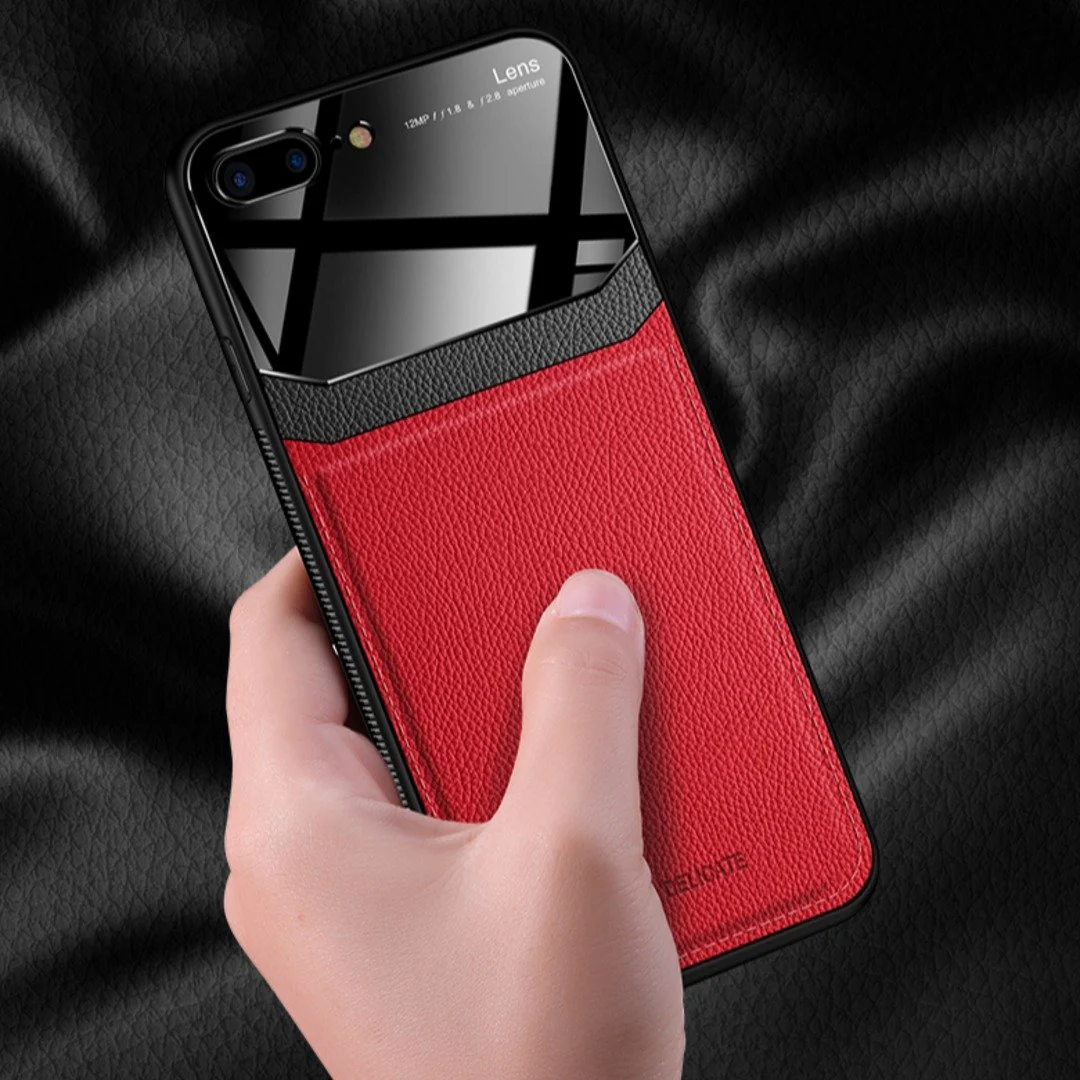 iPhone 8 Plus Sleek Slim Leather Glass Case - Image 11