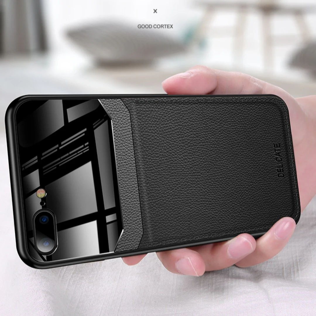 iPhone 8 Plus Sleek Slim Leather Glass Case - Image 7