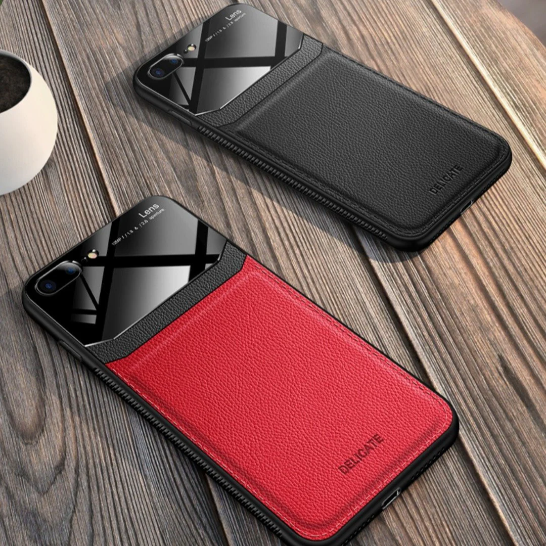 iPhone 8 Plus Sleek Slim Leather Glass Case - Image 8