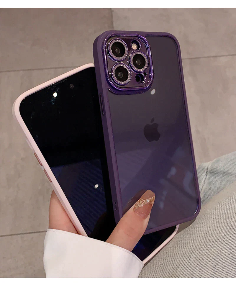 iPhone Series Diamond Camera Lens Clear Bumper Case - Image 3