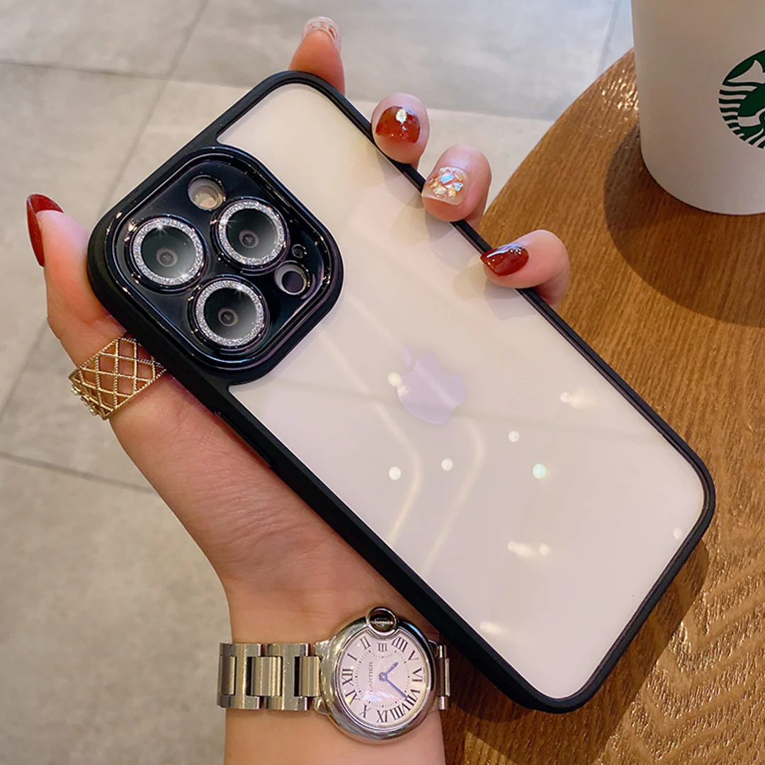 iPhone Series Diamond Camera Lens Clear Bumper Case - Image 6
