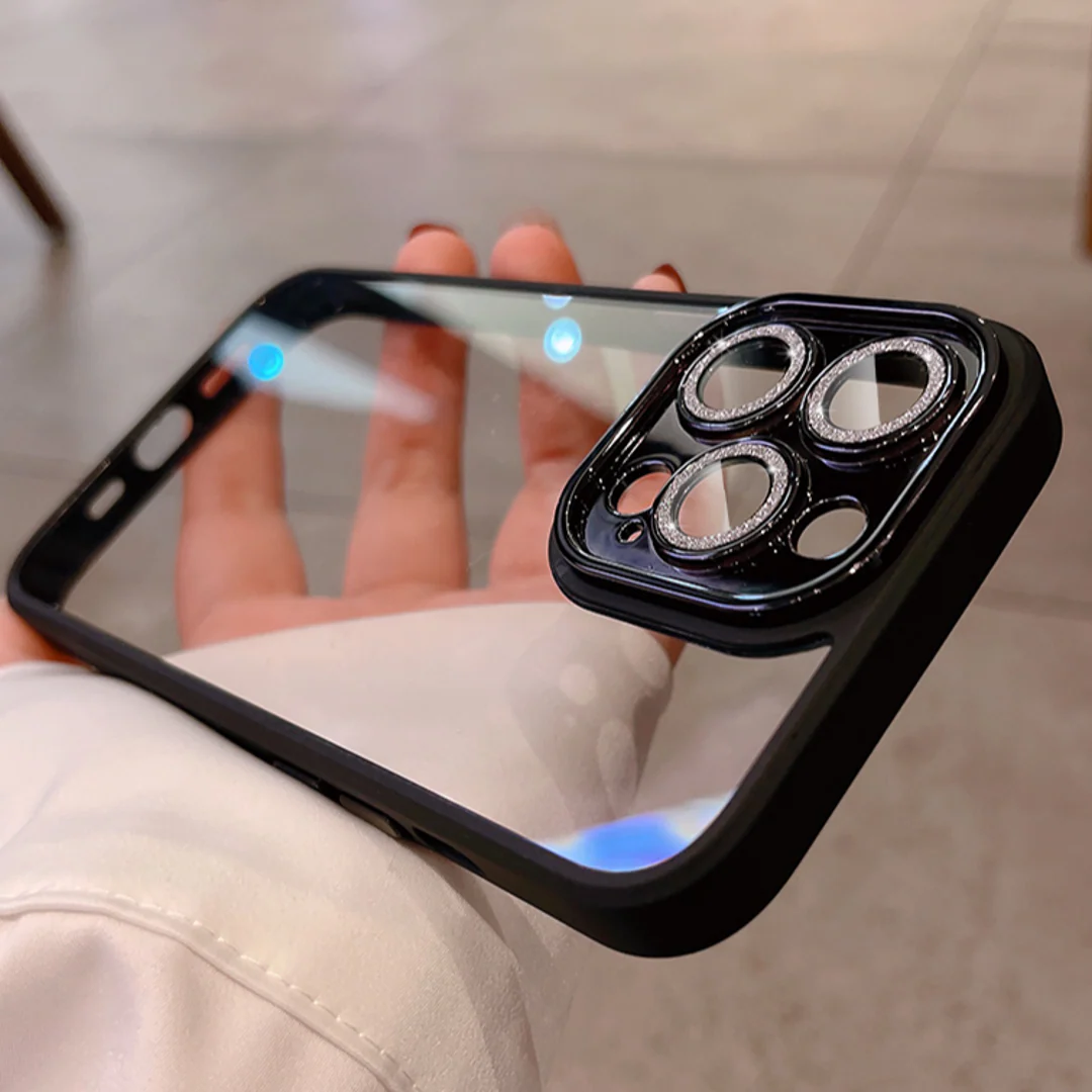 iPhone Series Diamond Camera Lens Clear Bumper Case - Image 7
