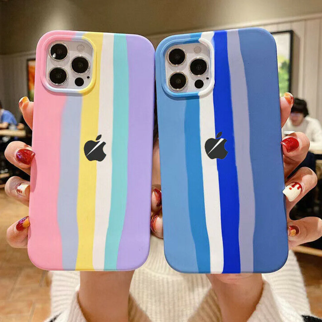 iPhone Series Rainbow Liquid Silicone Logo Case - Image 3