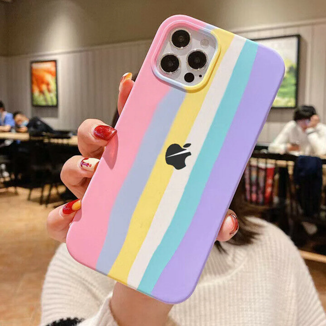 iPhone Series Rainbow Liquid Silicone Logo Case - Image 7