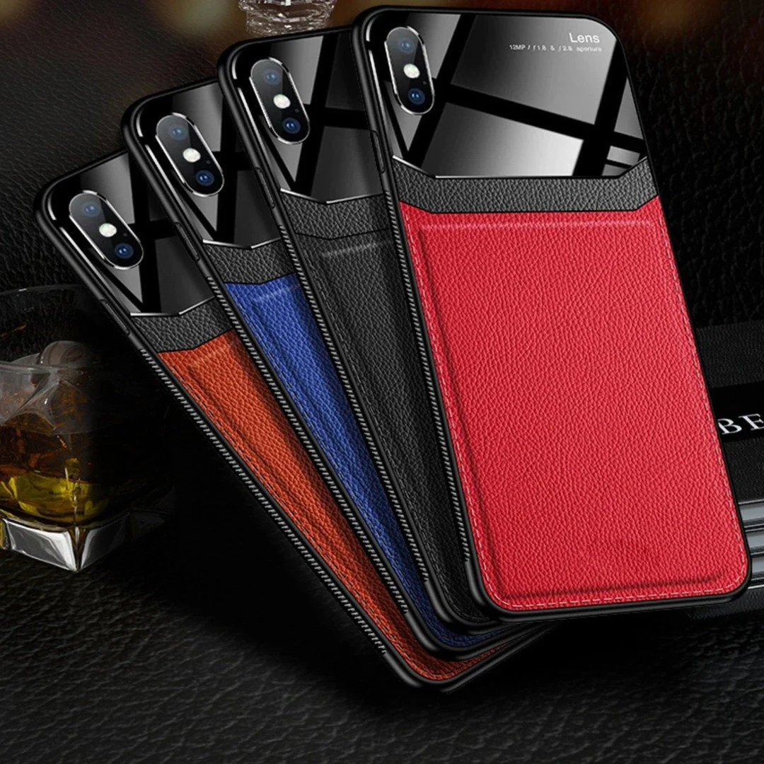 iPhone Series Sleek Slim Leather Glass Case - Image 4