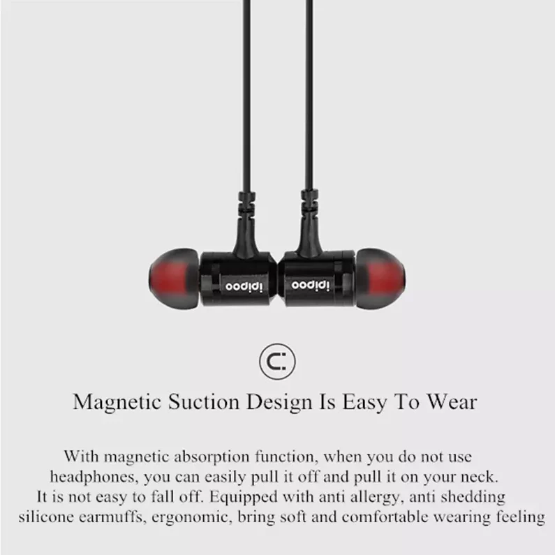 ipipoo ® Wireless Smart Sport Stereo Earphones-IL97BL (Black) - Image 2
