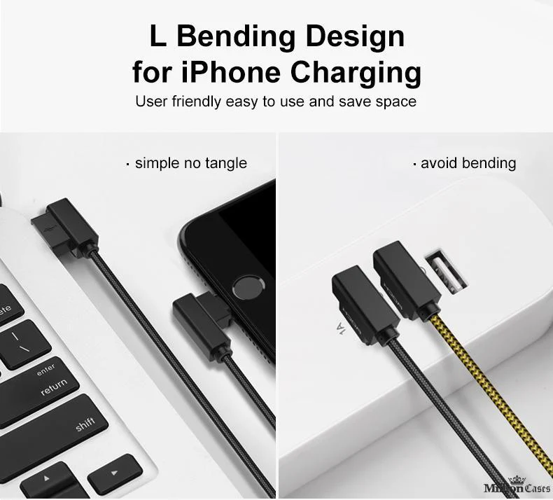 L Bend Nylon Braided USB Charging Cable - Image 12