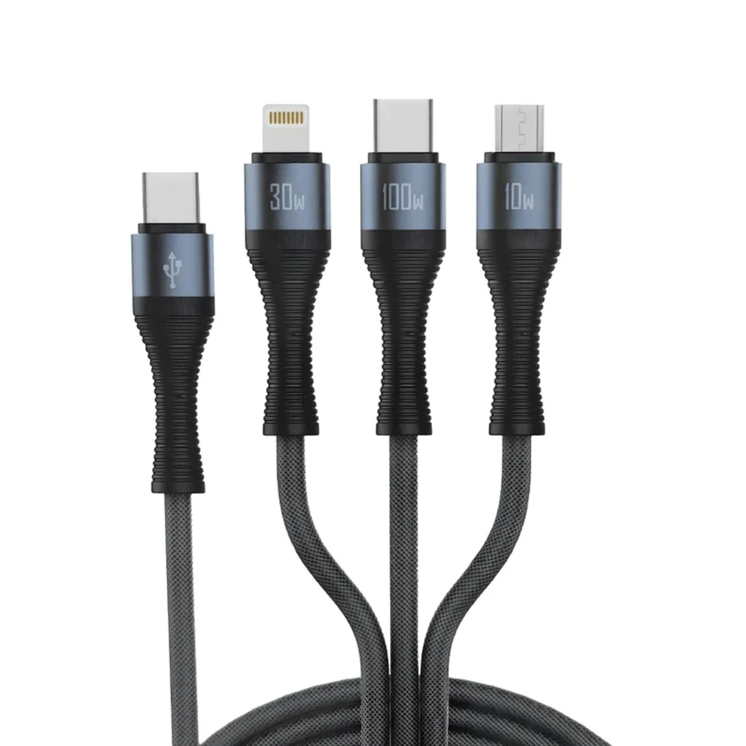 LDNIO 100W Turbo 3 In 1 Multi Connector Fast Charge Cable - Image 6