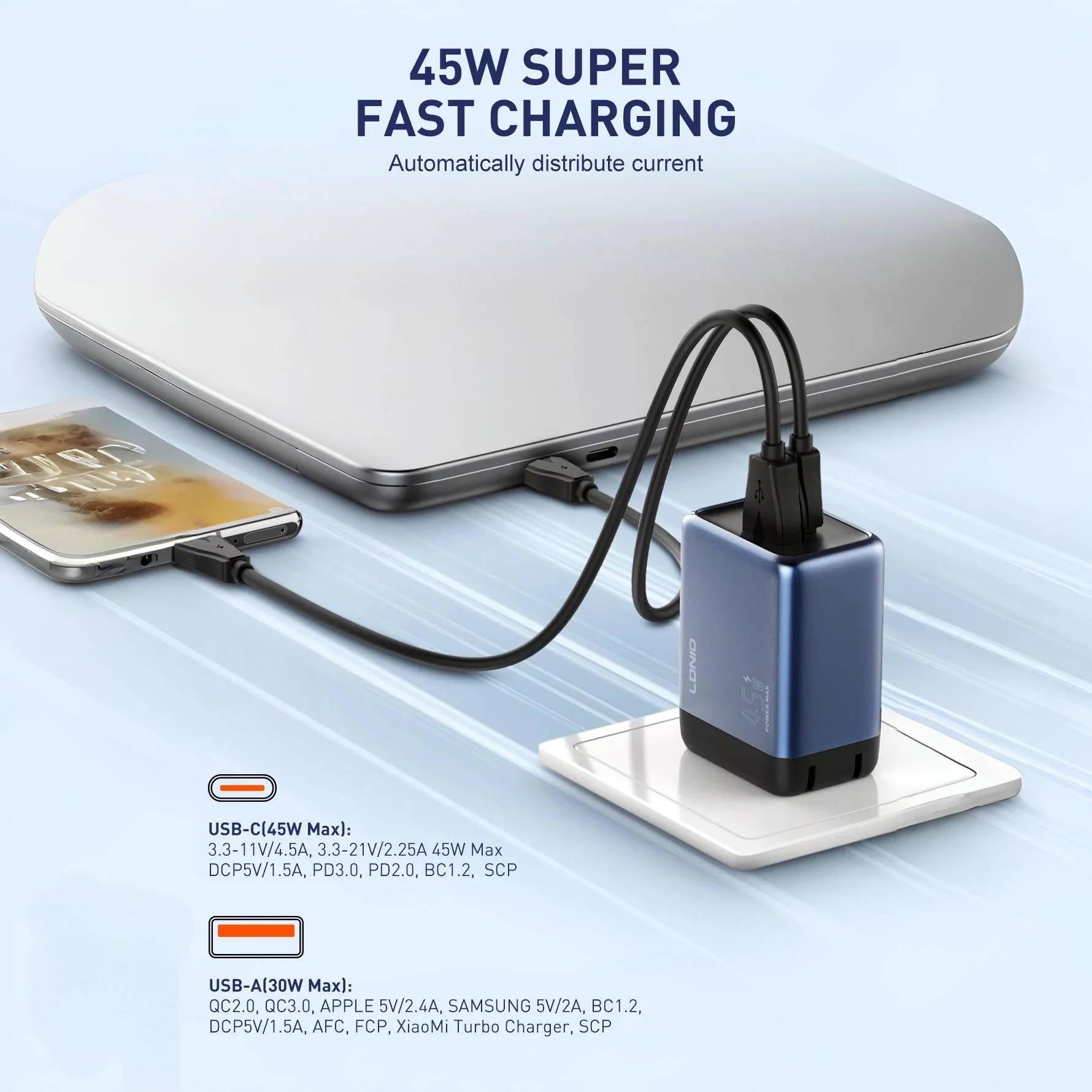 LDNIO Q6 45W GaN Multi Port Travel Adapter - Image 5