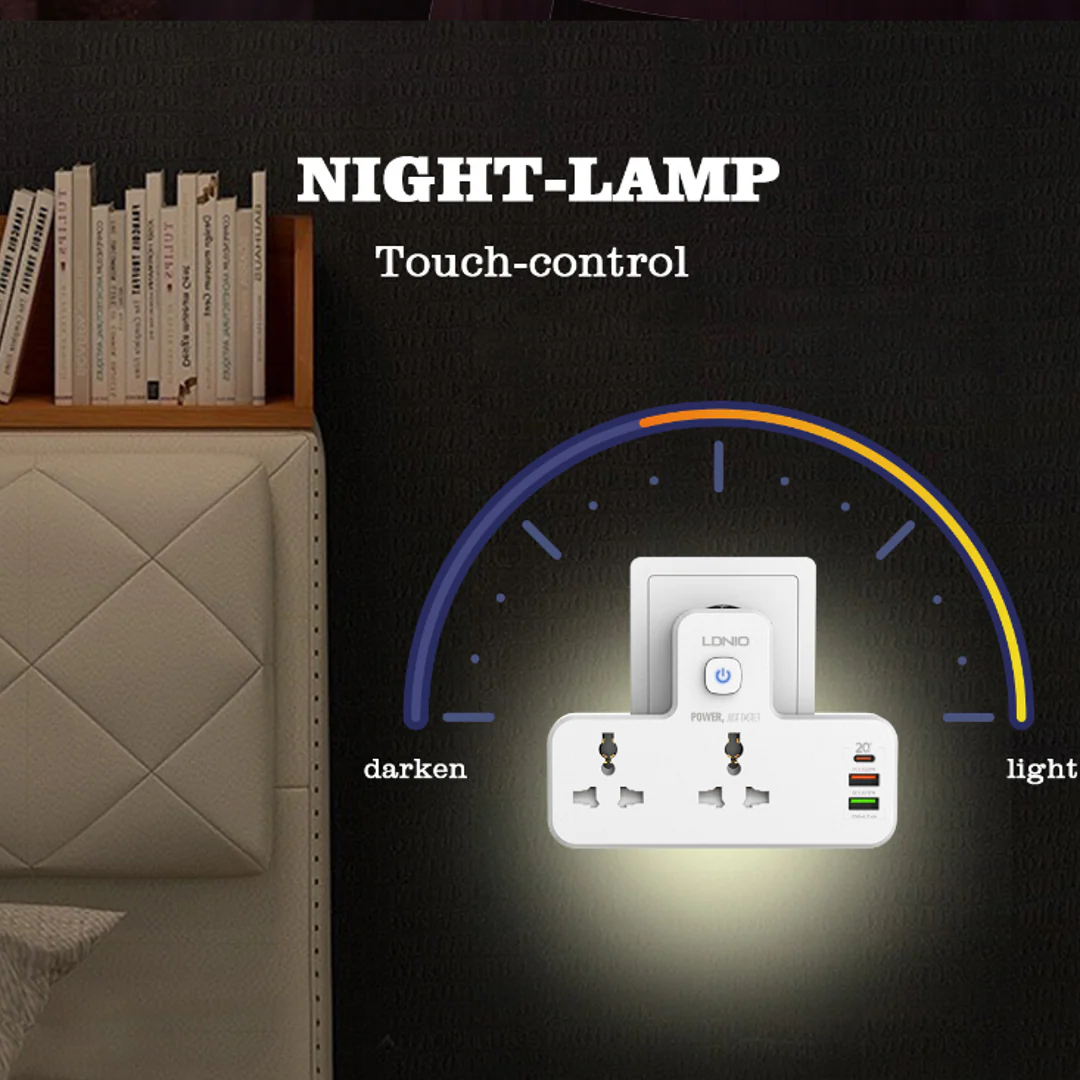 Smart Power Hub With Touch Control Night Lamp - Image 3