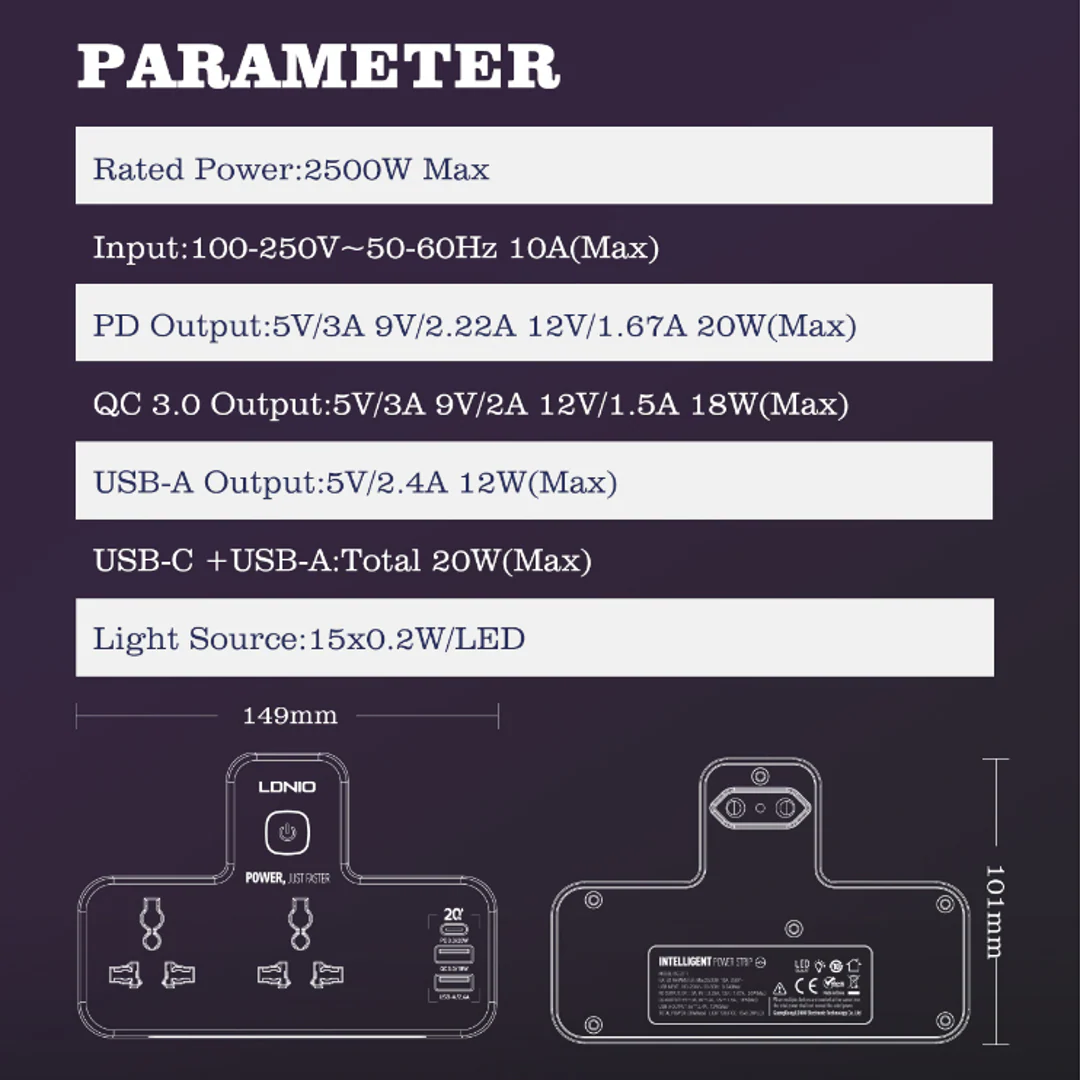 Smart Power Hub With Touch Control Night Lamp - Image 6