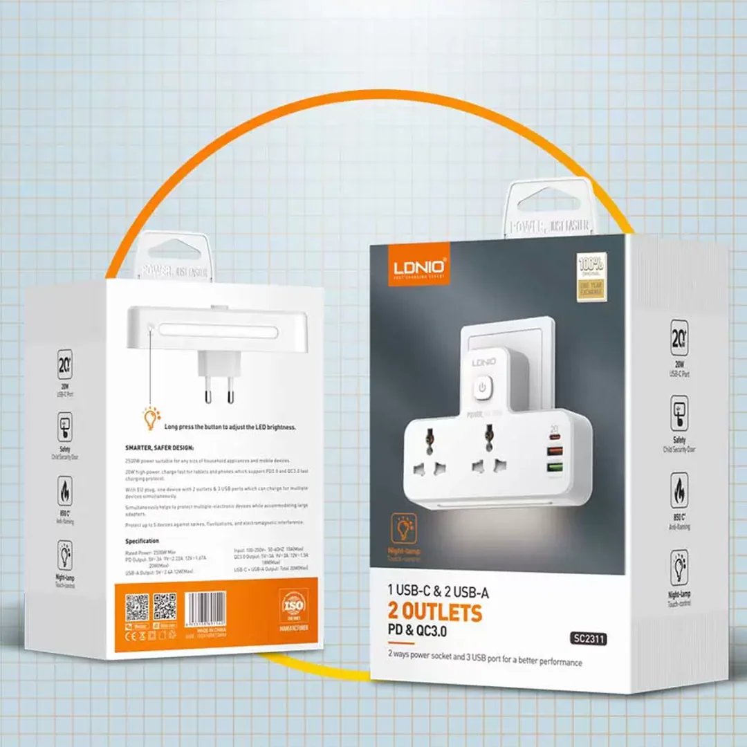 Smart Power Hub With Touch Control Night Lamp - Image 7