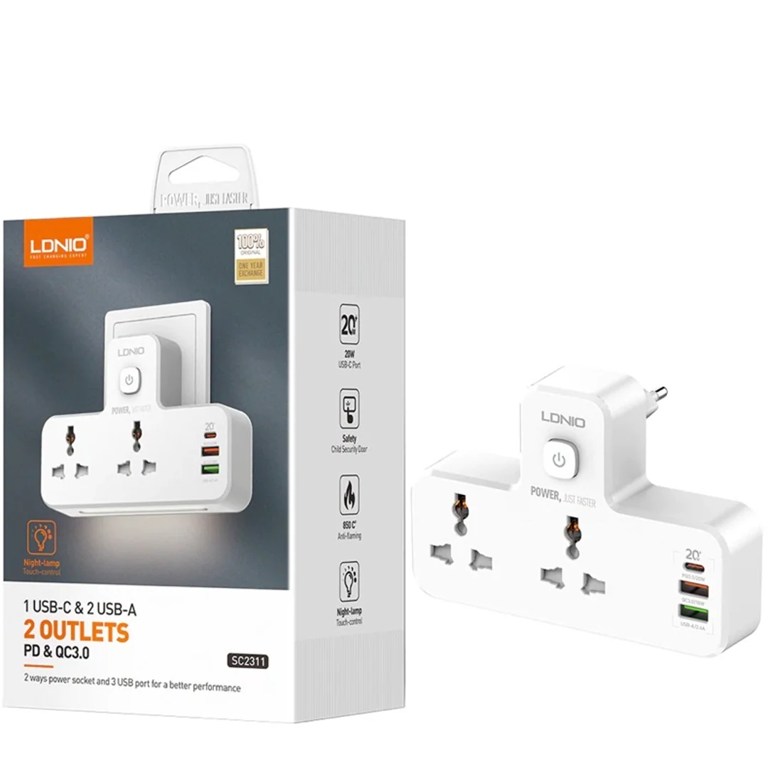 Smart Power Hub With Touch Control Night Lamp - Image 8