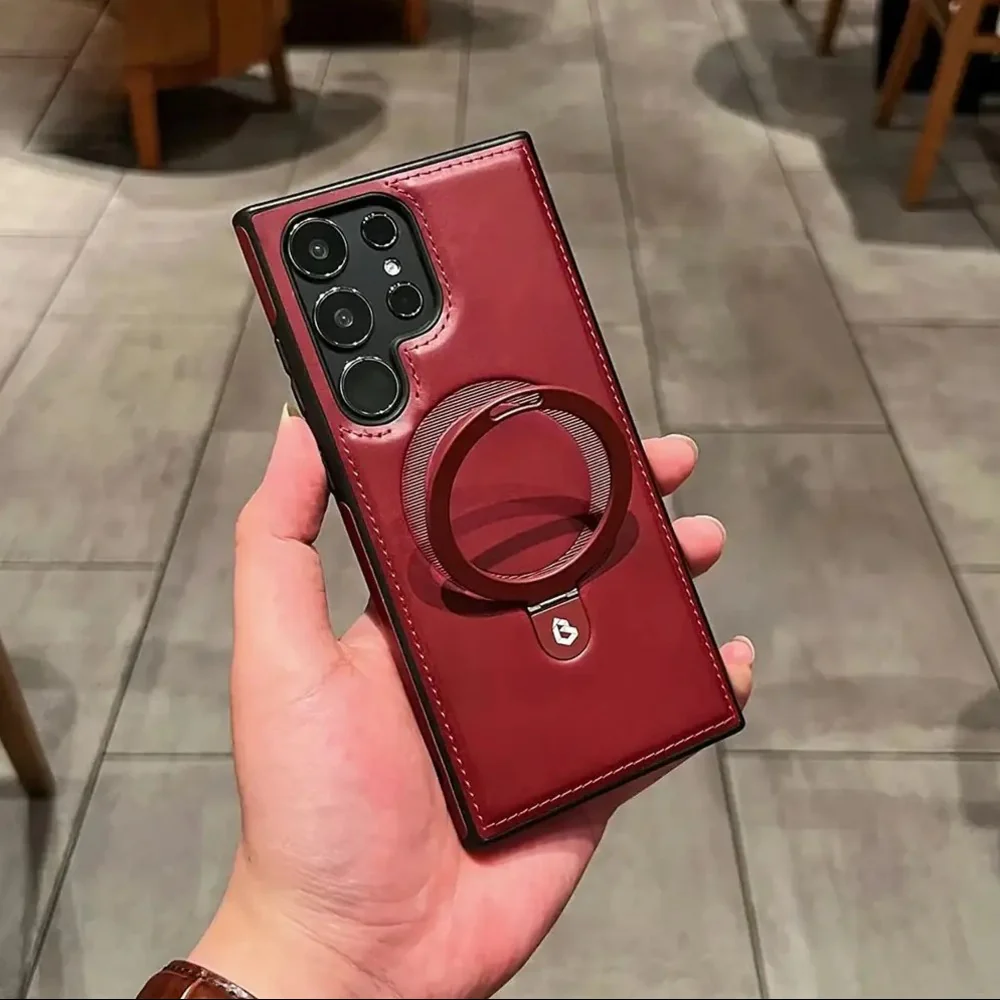 Luxe Leather Magnetic Ring Holder Case - Samsung - Image 5