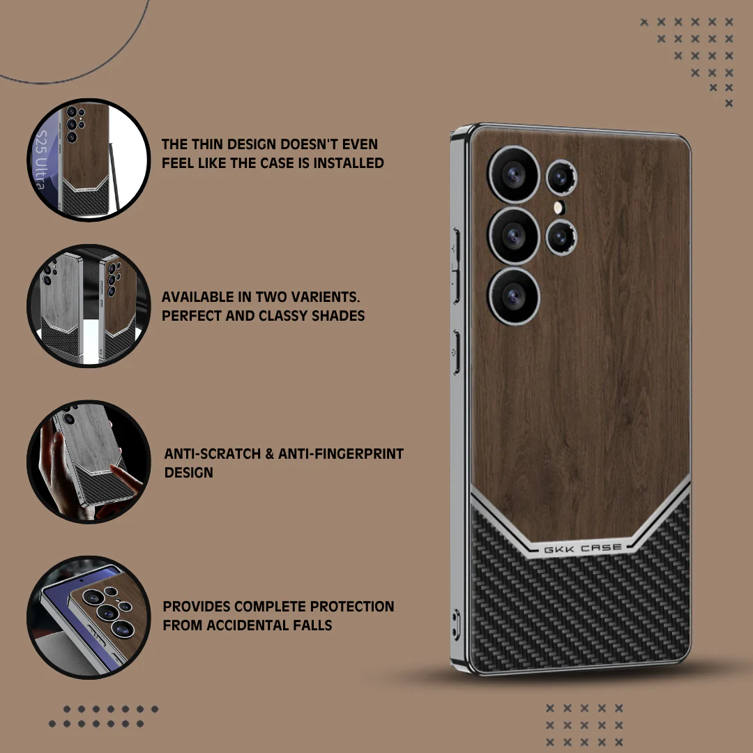 Luxurious Leather Wood Grain Texture Case - Samsung - Image 10
