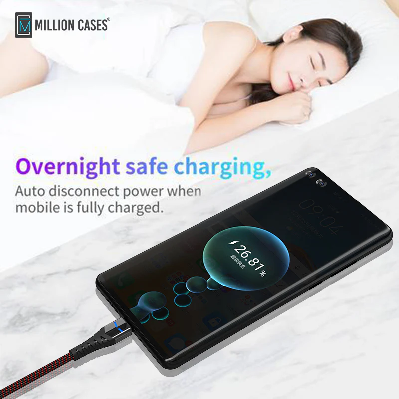 Million Cases Auto Disconnect Fast Charging Braided Type-C Cable - Image 9