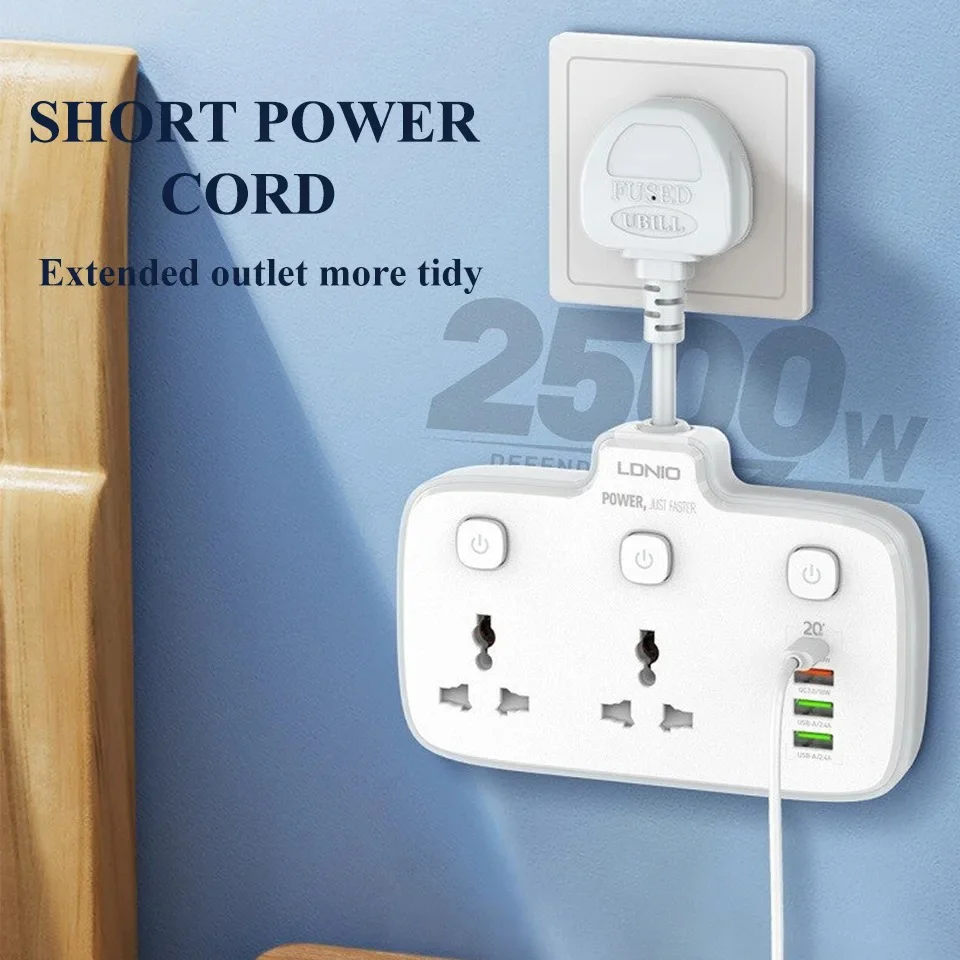 Multi Outlet Power 2AC Universal Outlet Extension Socket - Image 5