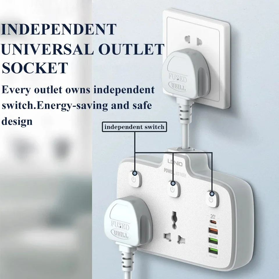 Multi Outlet Power 2AC Universal Outlet Extension Socket - Image 6
