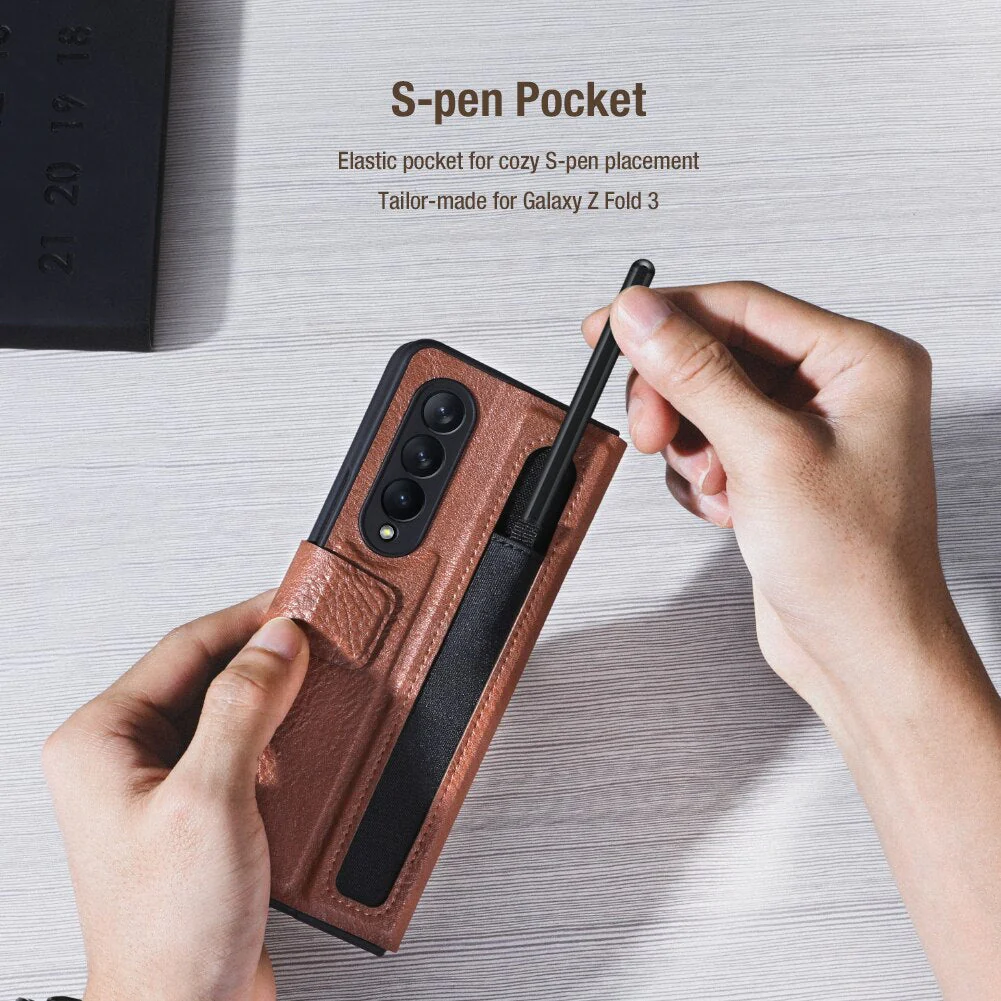 Nillkin ® Galaxy Z Fold4 Luxury Leather Case With Pen Pocket - Image 2